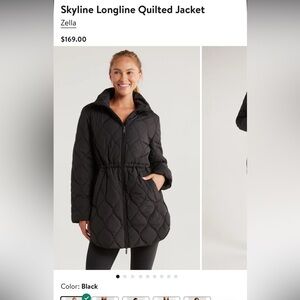 Zella Black Skyline Longline Quilted Jacket